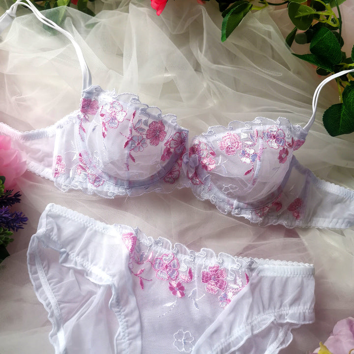 Amelia Floral Lingerie Set - White