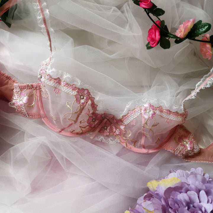 Aria Spitzen-Dessous-Set - Rosa