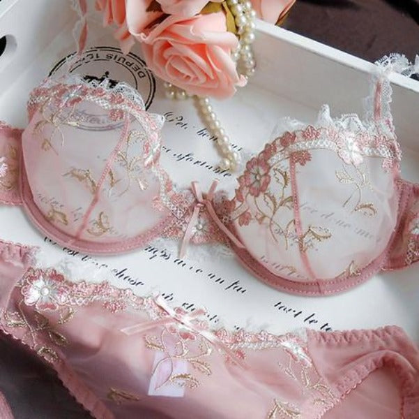 Aria Spitzen-Dessous-Set - Rosa