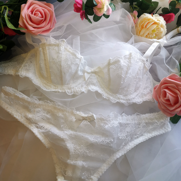 Emilia Thong Lingerie Set - White