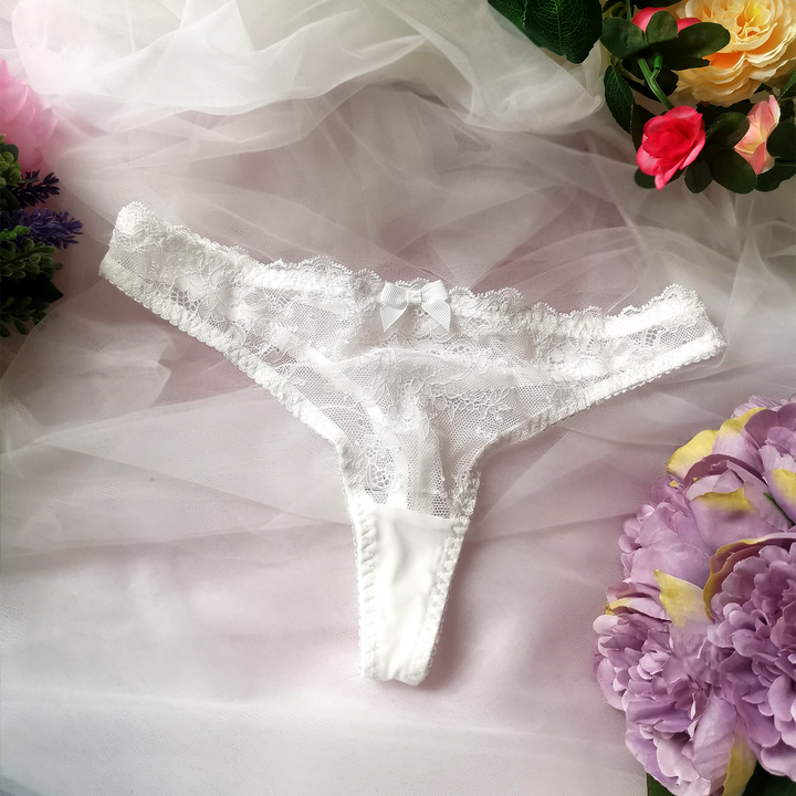 Emilia Thong Lingerie Set - White