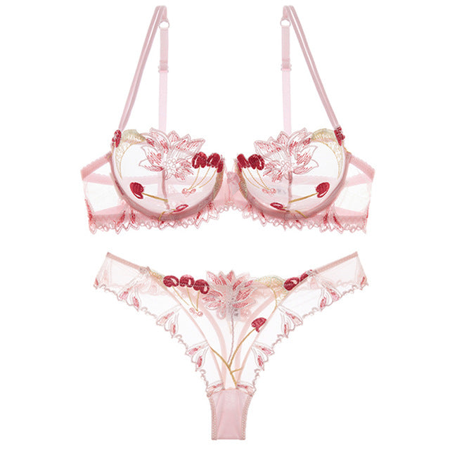 Ari Spitzen-Dessous-Set - Rosa