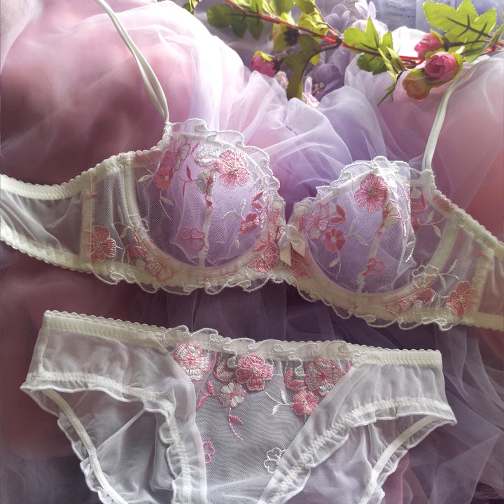 Amelia Floral Lingerie Set - White