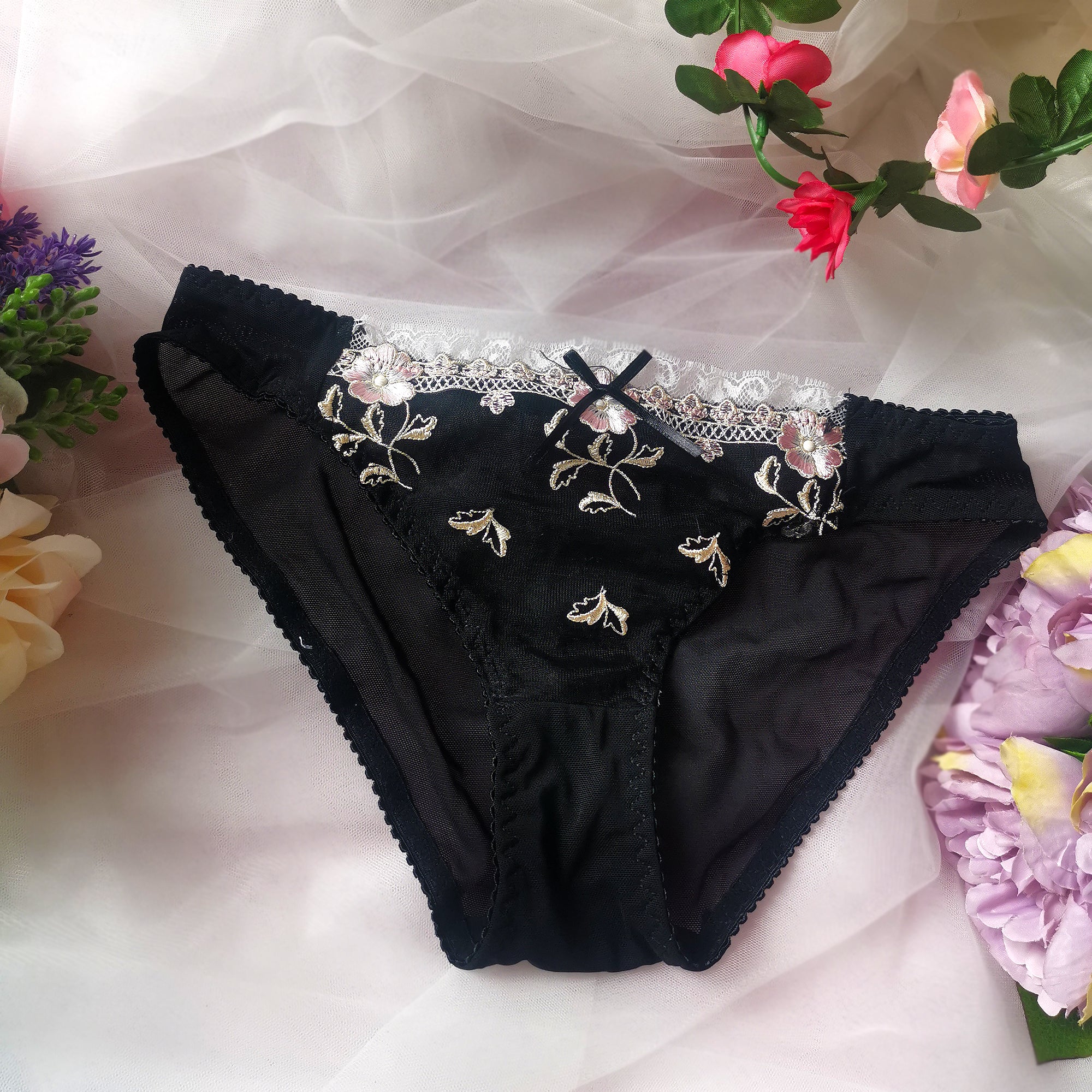 Aria Spitzen-Dessous-Set - Schwarz