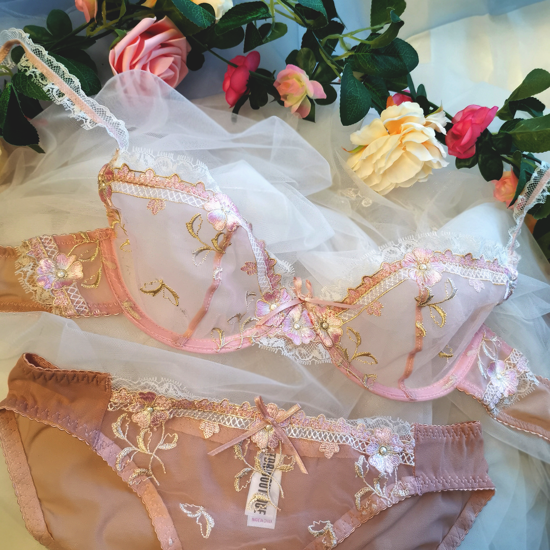 Aria Lace Lingerie Set - Pink