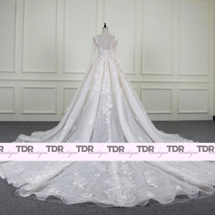 Carolina Long Sleeved Mesh Wedding Dress