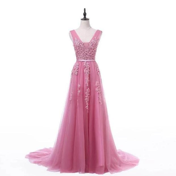 Embellished Tulle Prom Dress