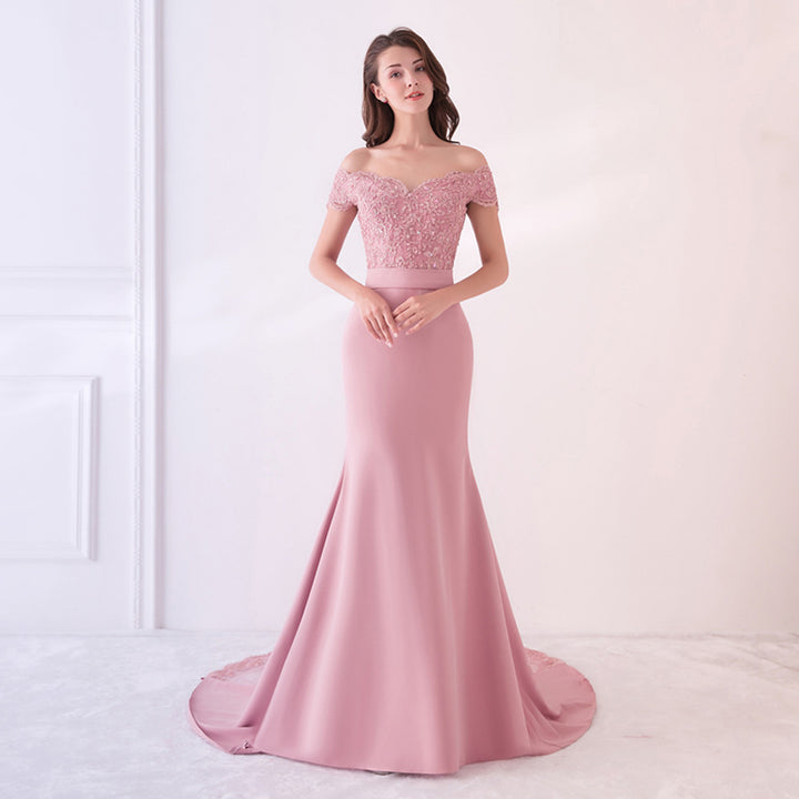 High Lace Slit Mermaid Prom Dress