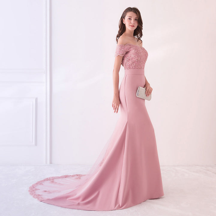 High Lace Slit Mermaid Bridesmaid Dress