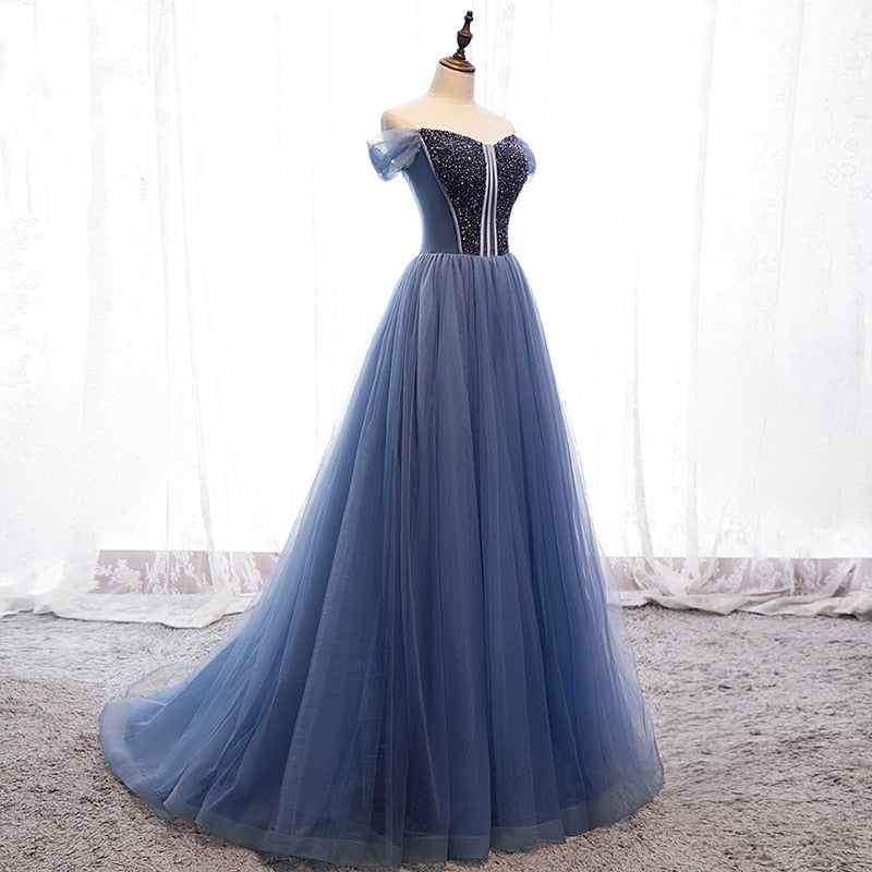 Katya Off Shoulder Tulle Prom Dress