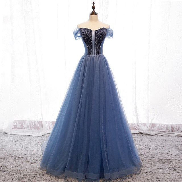 Katya Off Shoulder Tulle Prom Dress