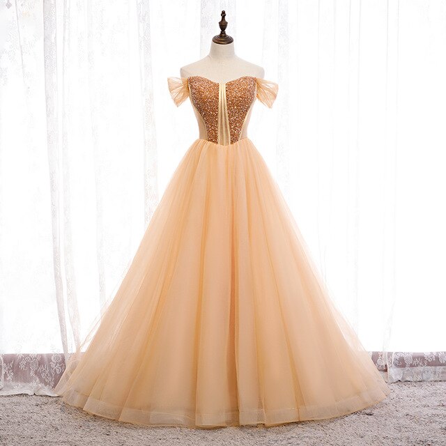 Katya Off Shoulder Tulle Prom Dress