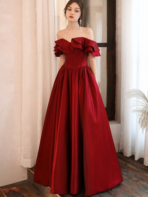 Talia Ruffled Off Shoulder Prom Dress