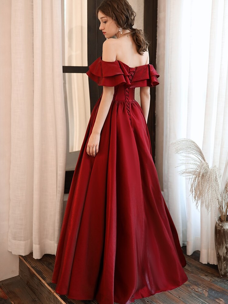 Talia Ruffled Off Shoulder Prom Dress