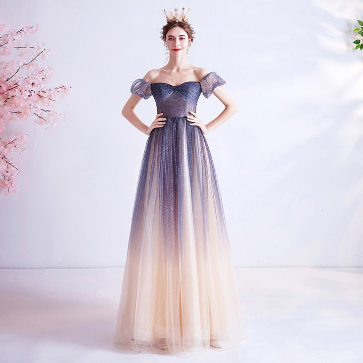 Felicity Ombre Gradient Off Shoulder Prom Dress