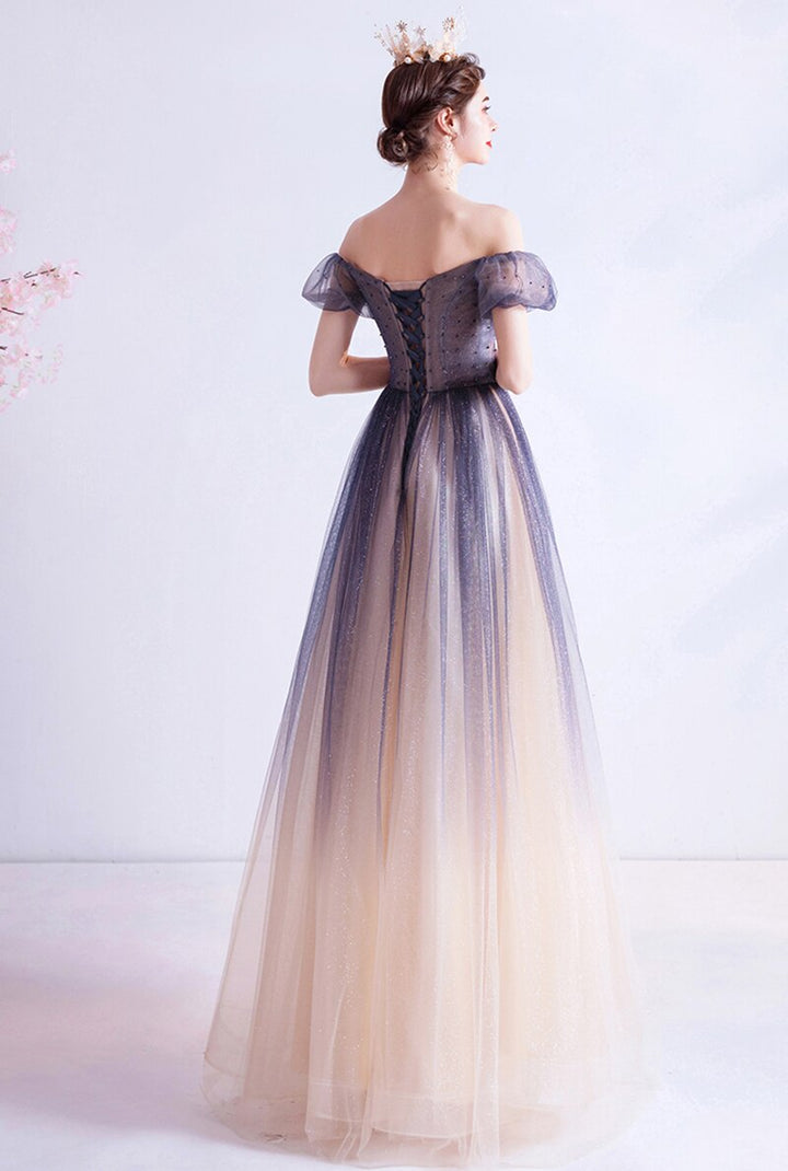 Felicity Ombre Gradient Off Shoulder Prom Dress