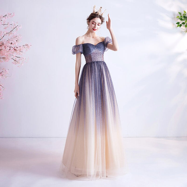 Felicity Ombre Gradient Off Shoulder Prom Dress