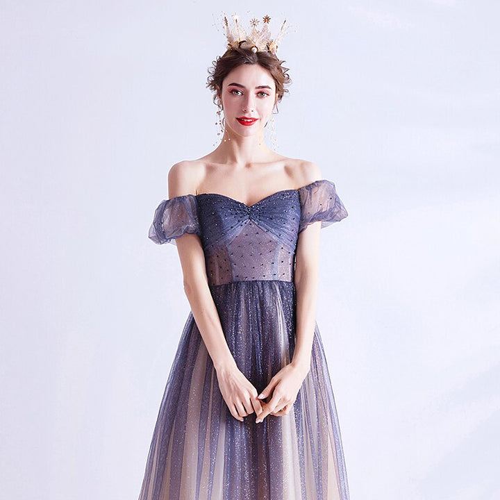 Felicity Ombre Gradient Off Shoulder Prom Dress