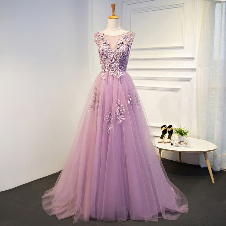 Deluxe Floral Tulle Prom Dress