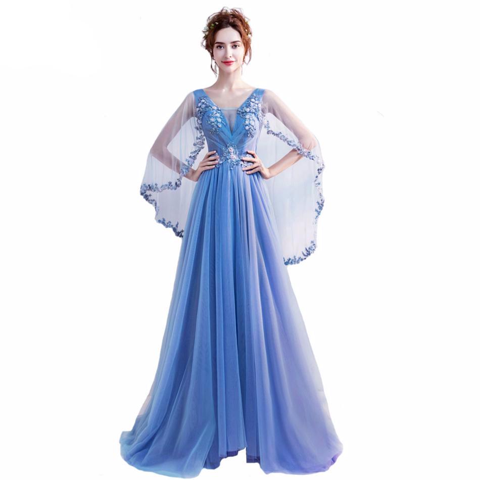 Embellished Shawl Formal Prom Dress