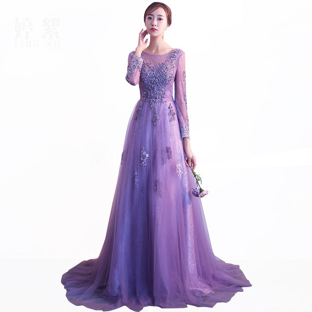 Long Sleeved Lace Prom Dress