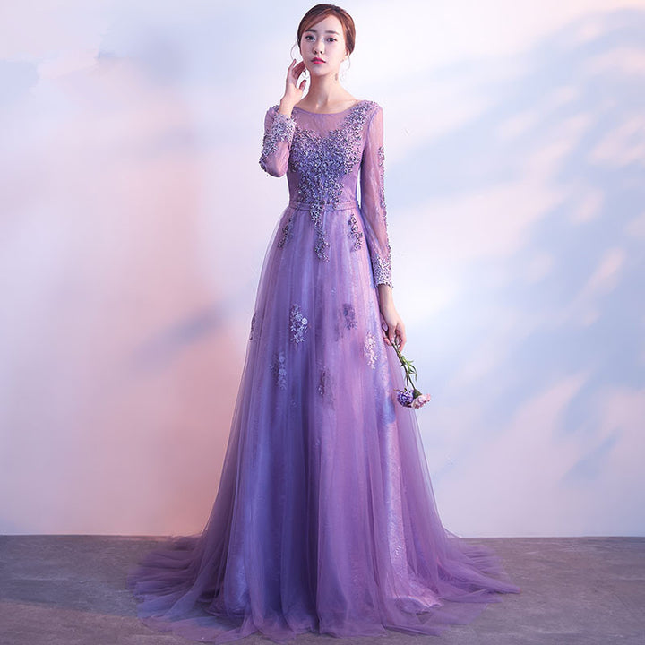 Long Sleeved Lace Prom Dress