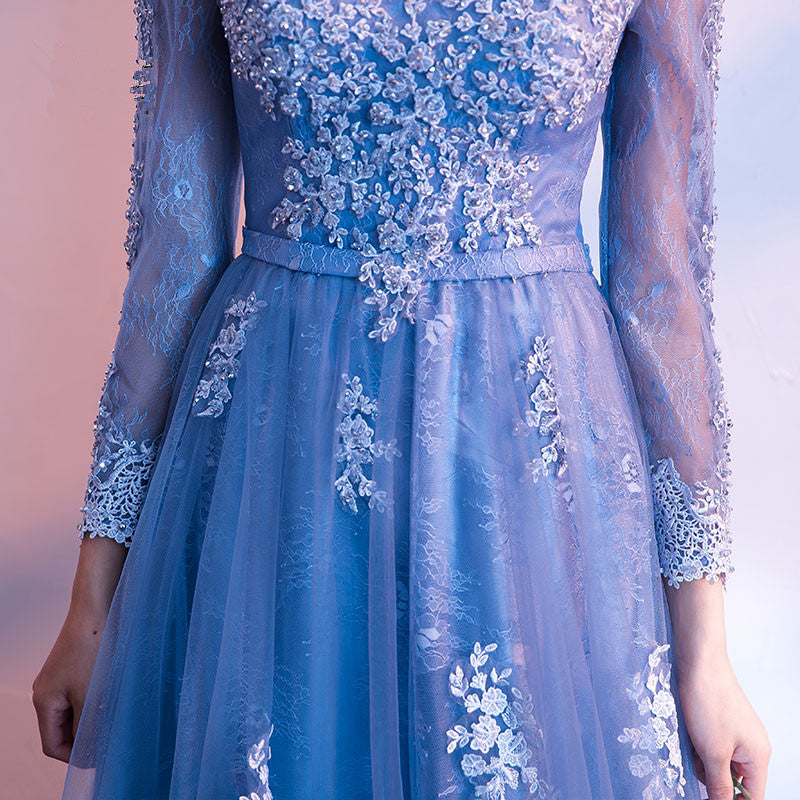 Long Sleeved Lace Prom Dress