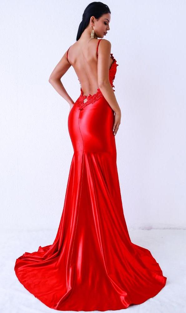 Spaghetti Strap Embellished Backless Maxi Dress