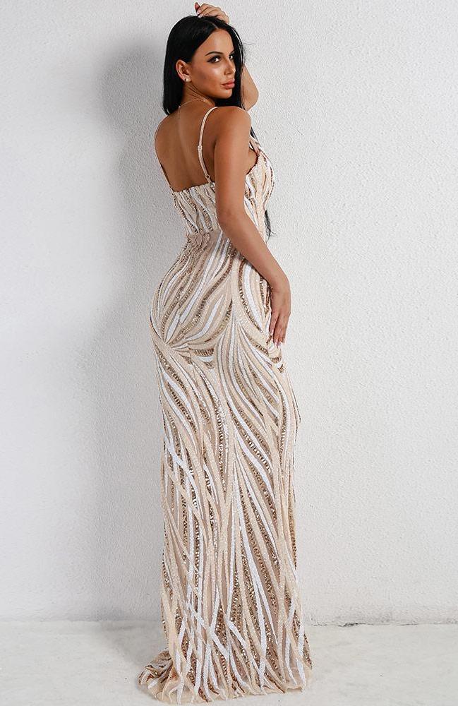 Stripe Pattern Spaghetti Strap Maxi Dress