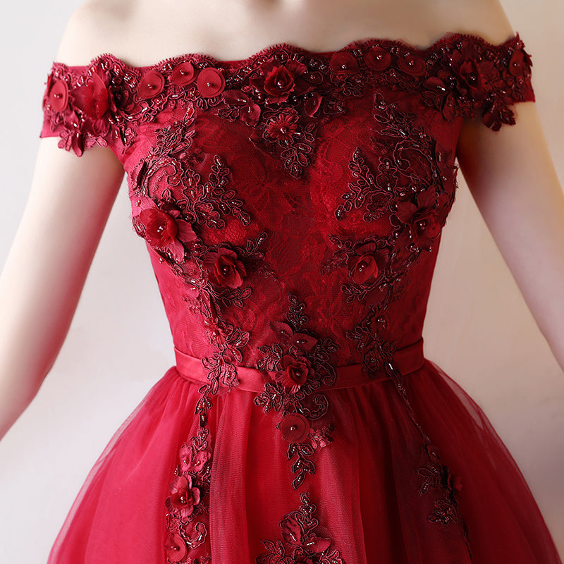 Off Shoulder Rose Embroidered Homecoming Dress