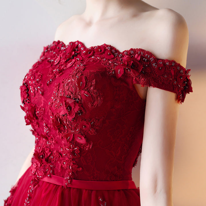 Off Shoulder Rose Embroidered Homecoming Dress