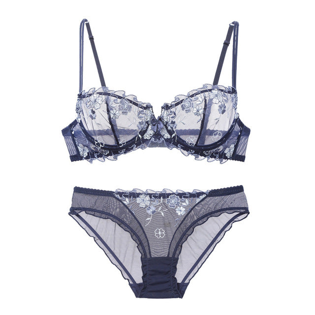 Amelia Dessous-Set mit Blumenmuster – Marineblau