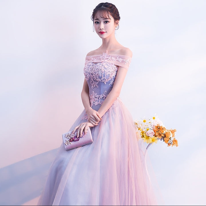 Off Shoulder Lilac Two Tone Prom Dress