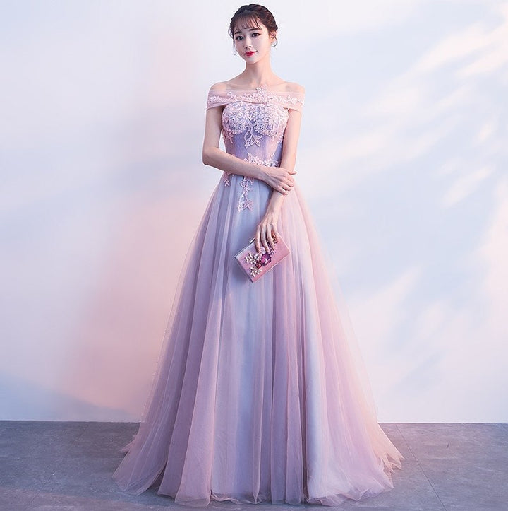 Off Shoulder Lilac Two Tone Prom Dress