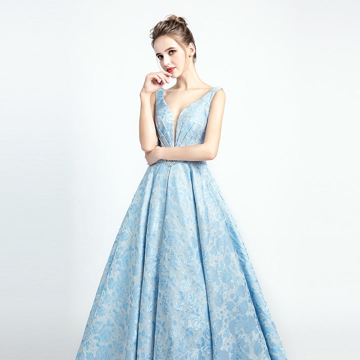 Floral Lace Embroidered Prom Dress